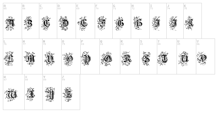 Foliar Initials font map